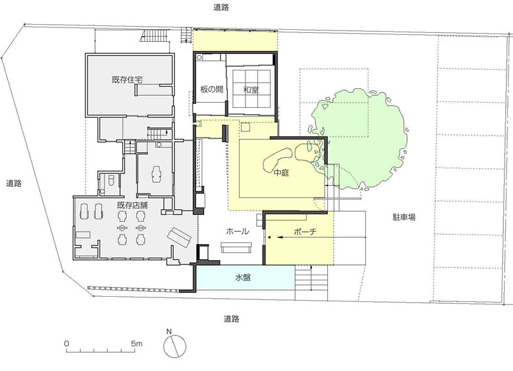 中庭と水盤のある家 - BREATH　間取り図