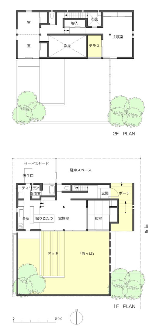 原っぱのある家　間取り図